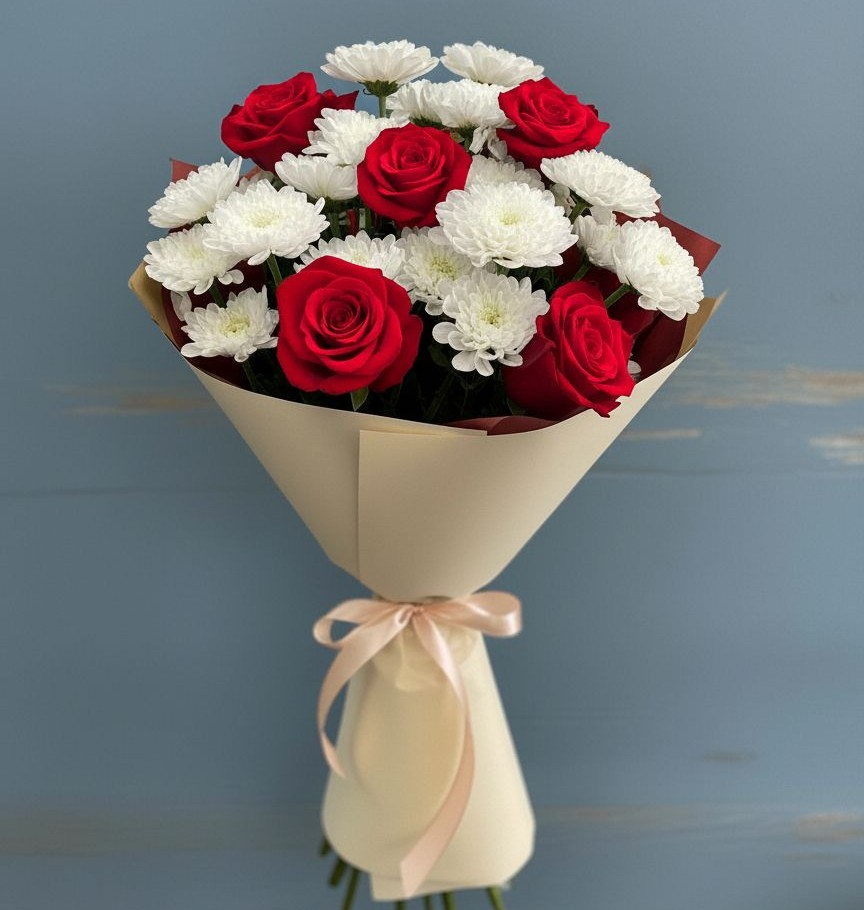 Букет цветов из: Розы и Хризантемы в Коротояке