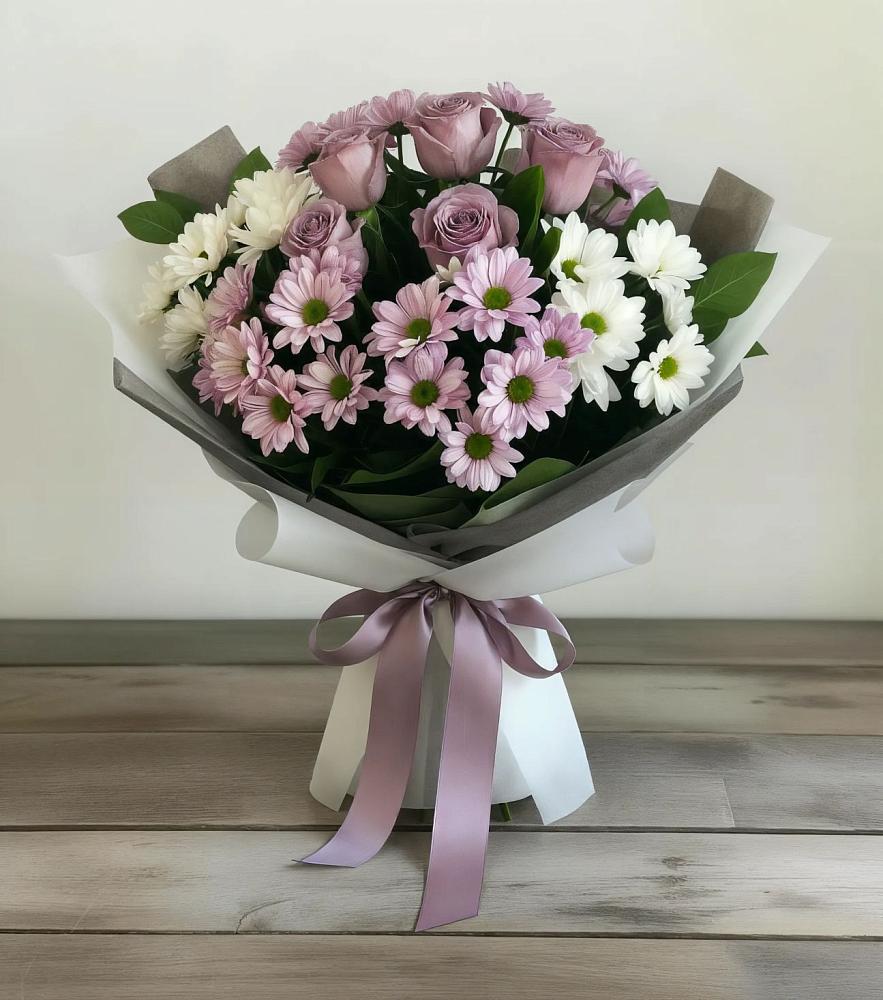 Букет цветов из: Хризантемы и Розы в Коротояке