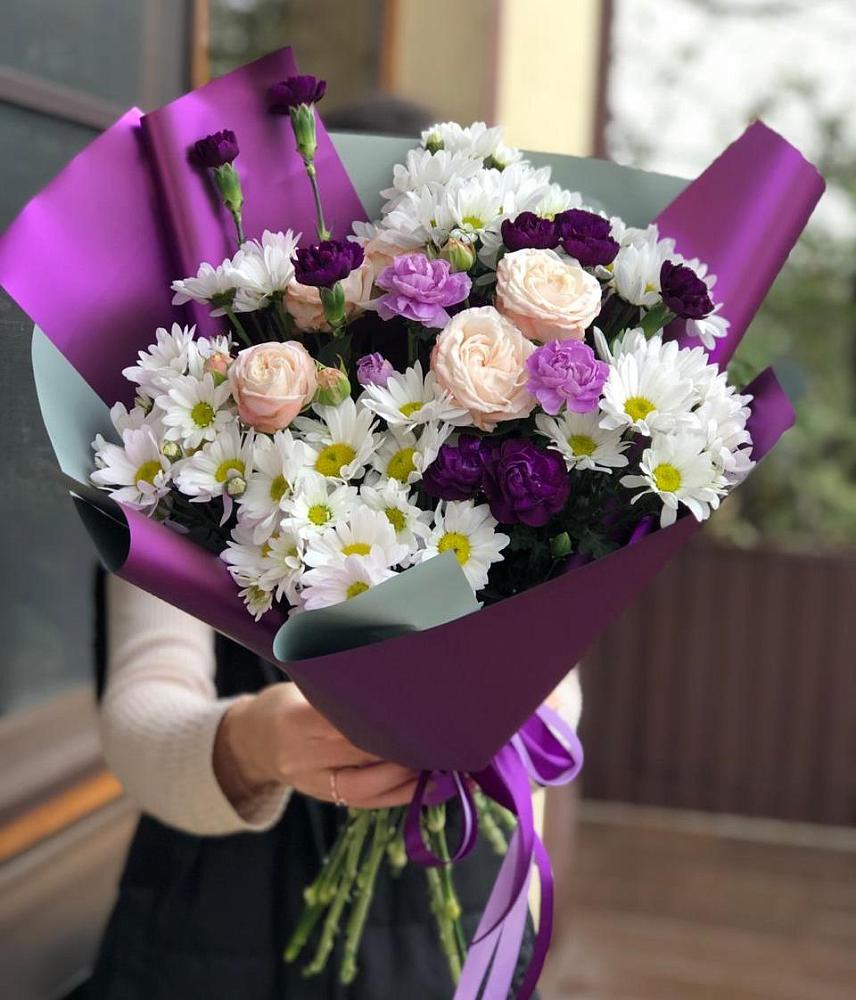 Букет цветов из: Хризантемы, Гвоздики и Розы в Коротояке
