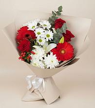 Букет цветов из:  Розы, Хризантемы, Герберы и Лилии в Коротояке