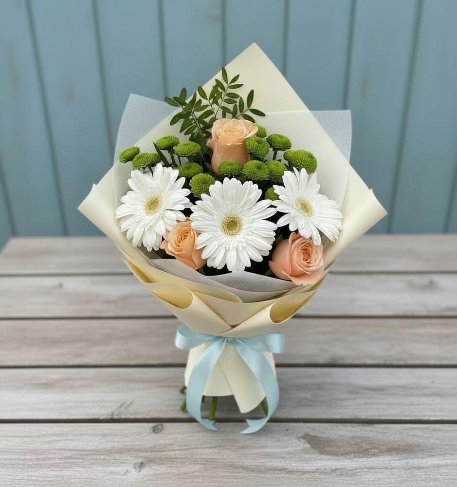 Букет цветов из: Герберы, Розы и Хризантемы в Коротояке