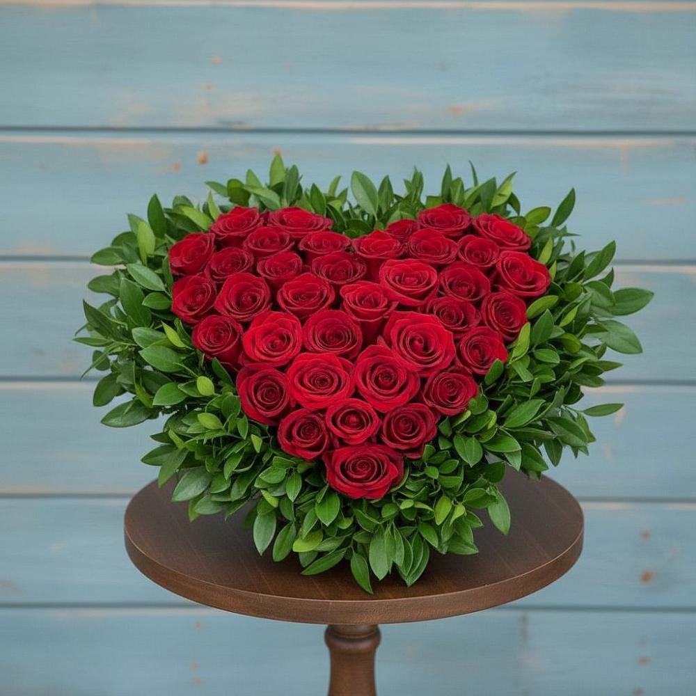 Цветочная композиция из Розы в виде сердца в Коротояке