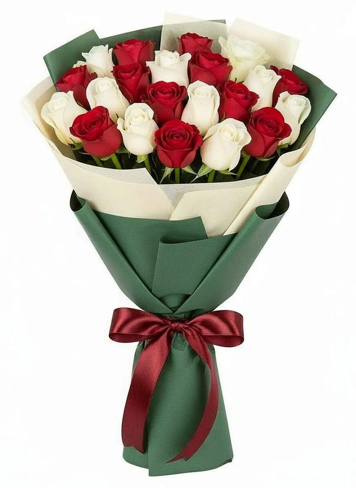 Букет Микс из красных и белых роз в Коротояке