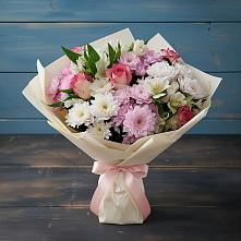 Букет цветов из:  Хризантемы, Альстромерии и Розы в Коротояке