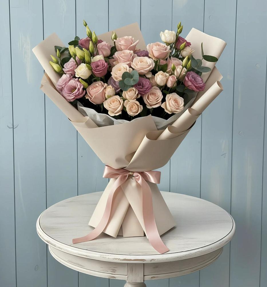 Букет цветов из: Розы и Лизиантусы в Коротояке