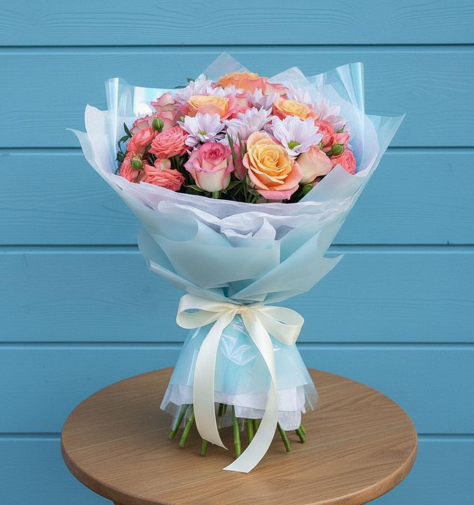 Букет цветов из: Хризантемы и Розы в Коротояке